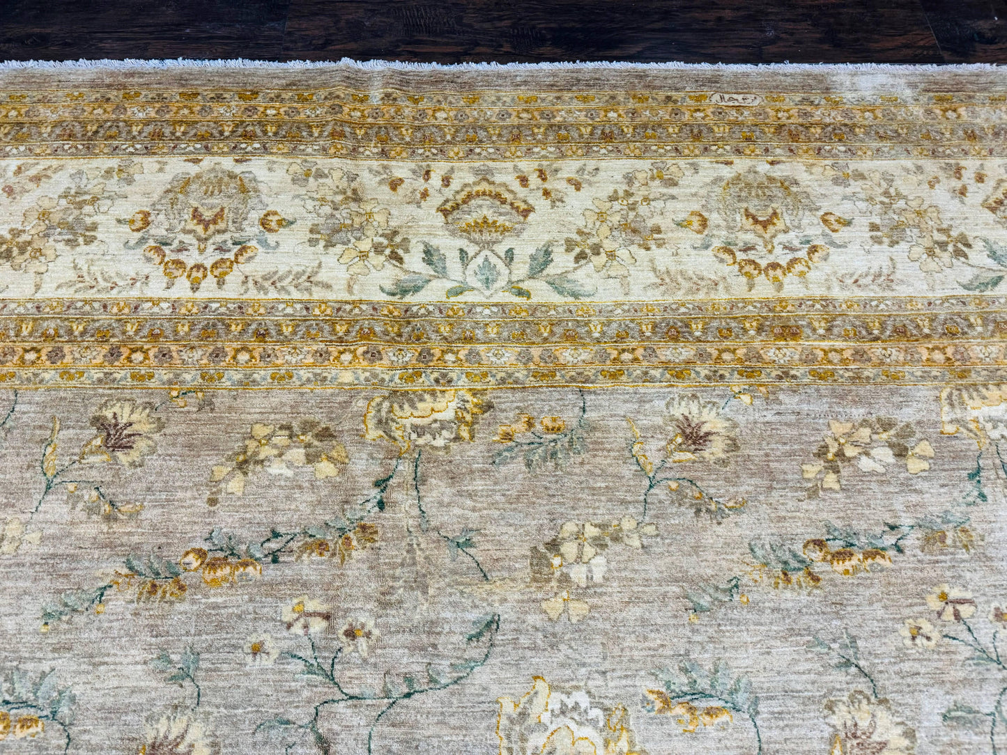 Palace Sized Rug 11x18, Handmade Wool Oversized Persian Carpet 11 x 18 ft, Gray-Taupe, Beige-Cream, Floral, Large Hand Knotted Area Rug - Nuvé