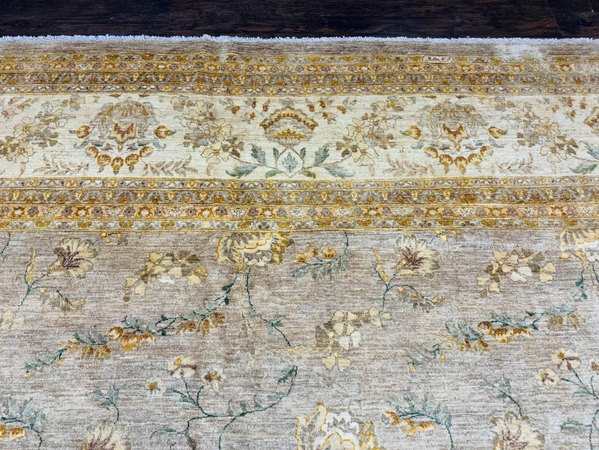 Palace Sized Rug 11x18, Handmade Wool Oversized Persian Carpet 11 x 18 ft, Gray-Taupe, Beige-Cream, Floral, Large Hand Knotted Area Rug - Nuvé