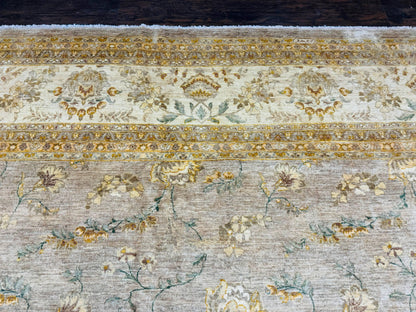 Palace Sized Rug 11x18, Handmade Wool Oversized Persian Carpet 11 x 18 ft, Gray-Taupe, Beige-Cream, Floral, Large Hand Knotted Area Rug - Nuvé