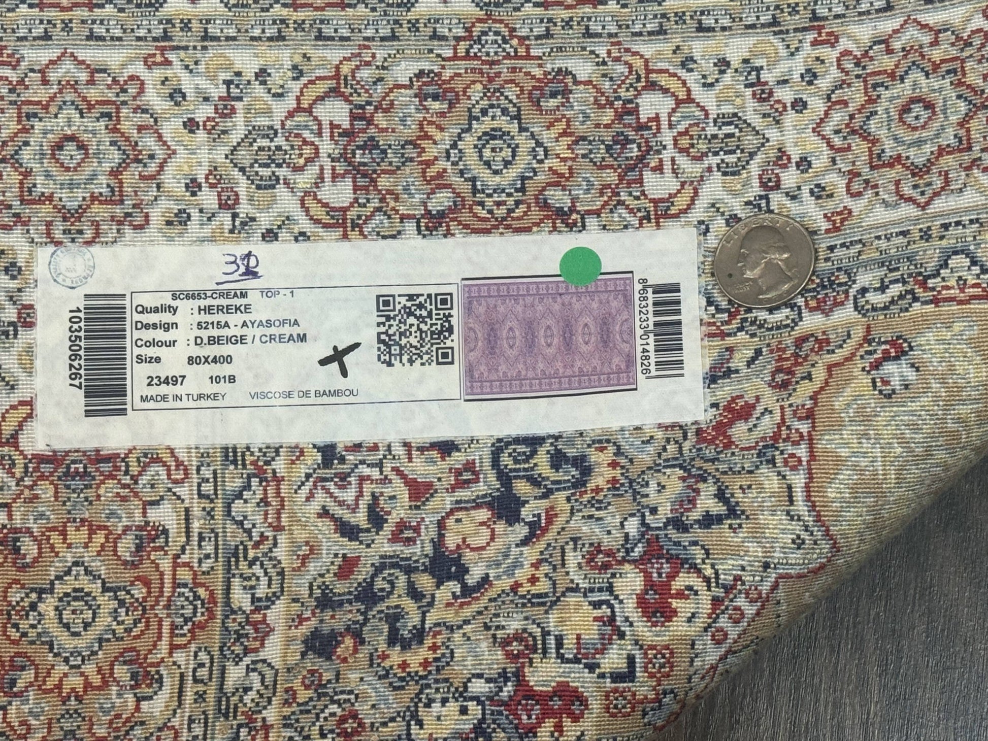 Turkish Silk Runner Rug 2.6 x 13, Dome Design, Hereke Runner, Bamboo Silk, New - Nuvé