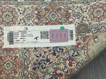 Turkish Silk Runner Rug 2.6 x 13, Dome Design, Hereke Runner, Bamboo Silk, New - Nuvé