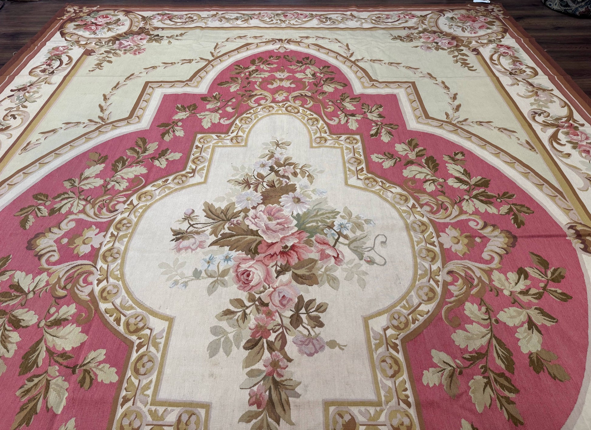 Large Aubusson Rug 10x14, European Elegant French Design, Floral Carpet - Nuvé