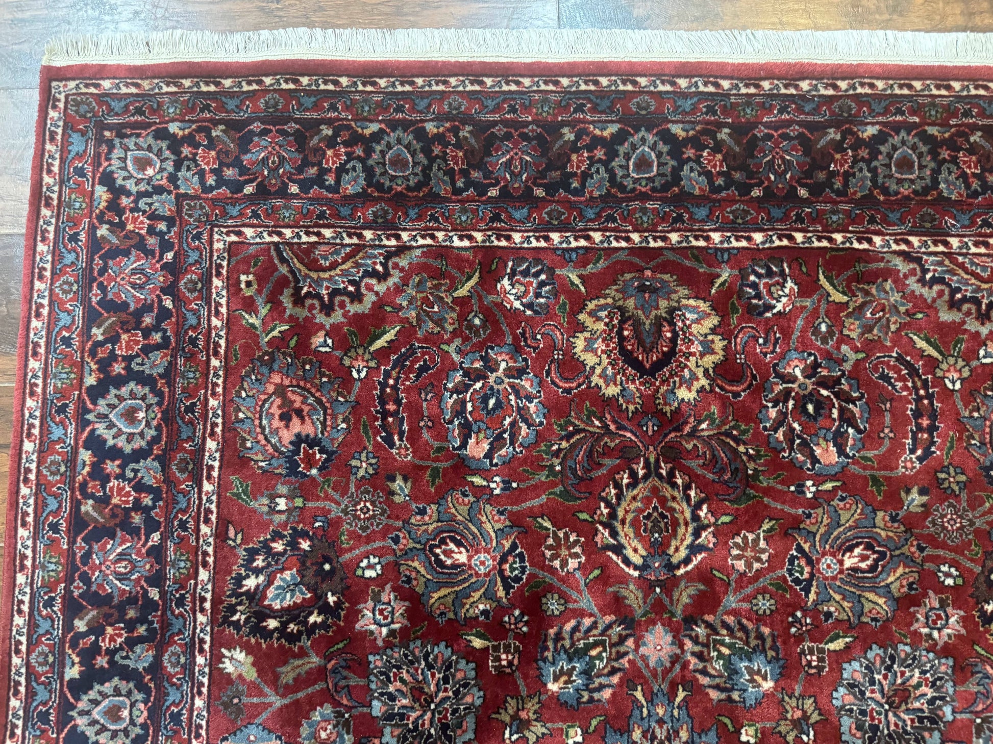 Indo Persian Rug 5x7, Vintage Traditional Floral Carpet, Burgundy and Navy Blue - Nuvé