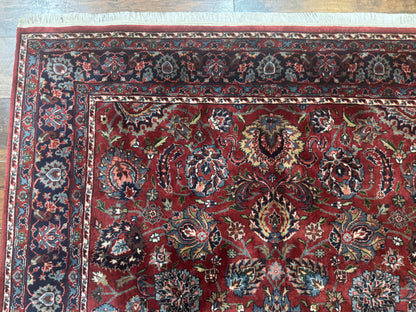 Indo Persian Rug 5x7, Vintage Traditional Floral Carpet, Burgundy and Navy Blue - Nuvé
