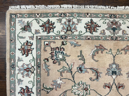 Indo Persian Rug 6x9, Handmade Vintage Wool Carpet, Floral Allover - Nuvé