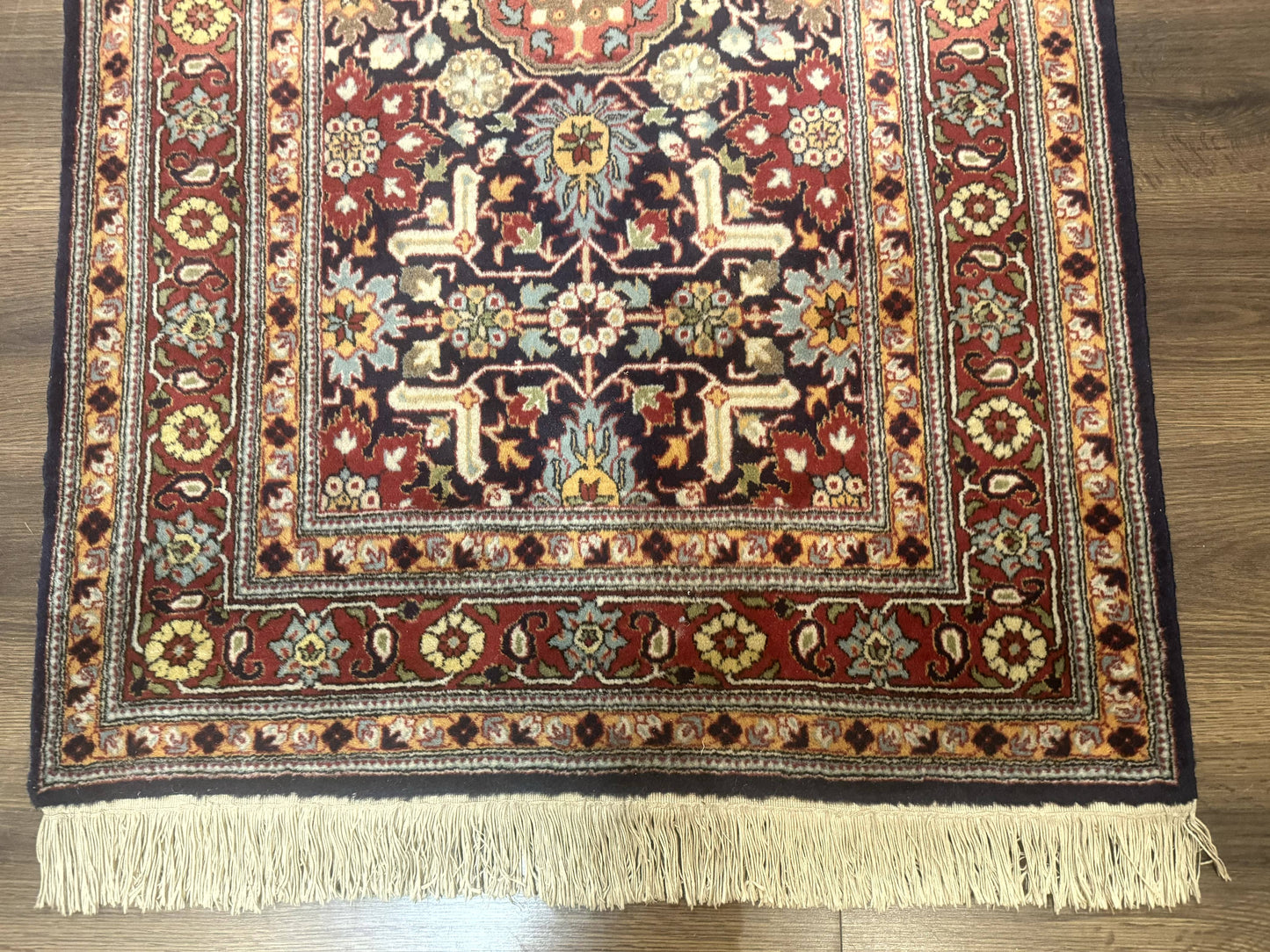 Turkish Hereke Rug 3x5, Navy Blue and Red, Fine 210 KPSI - Nuvé