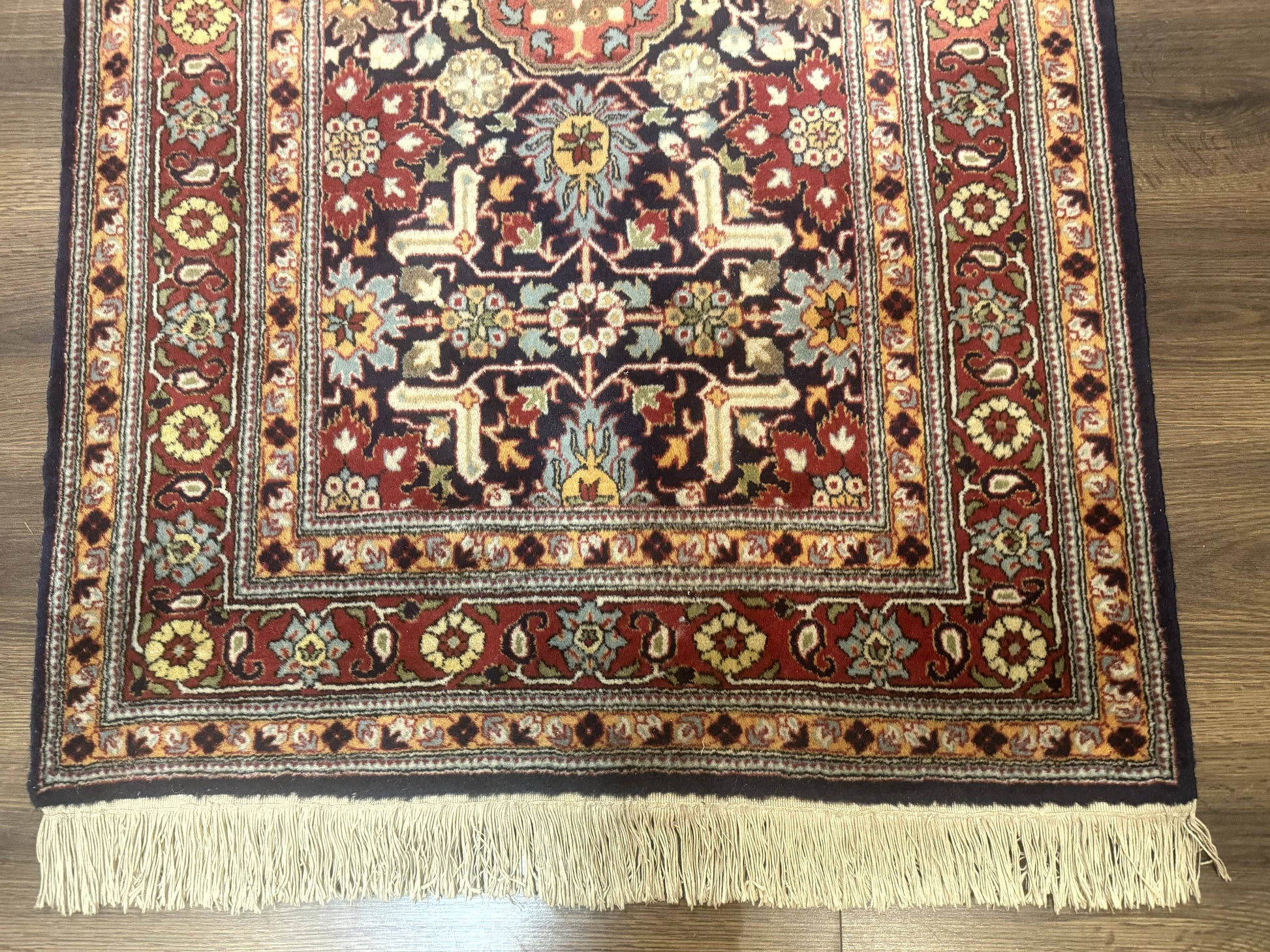 Turkish Hereke Rug 3x5, Navy Blue and Red, Fine 210 KPSI - Nuvé