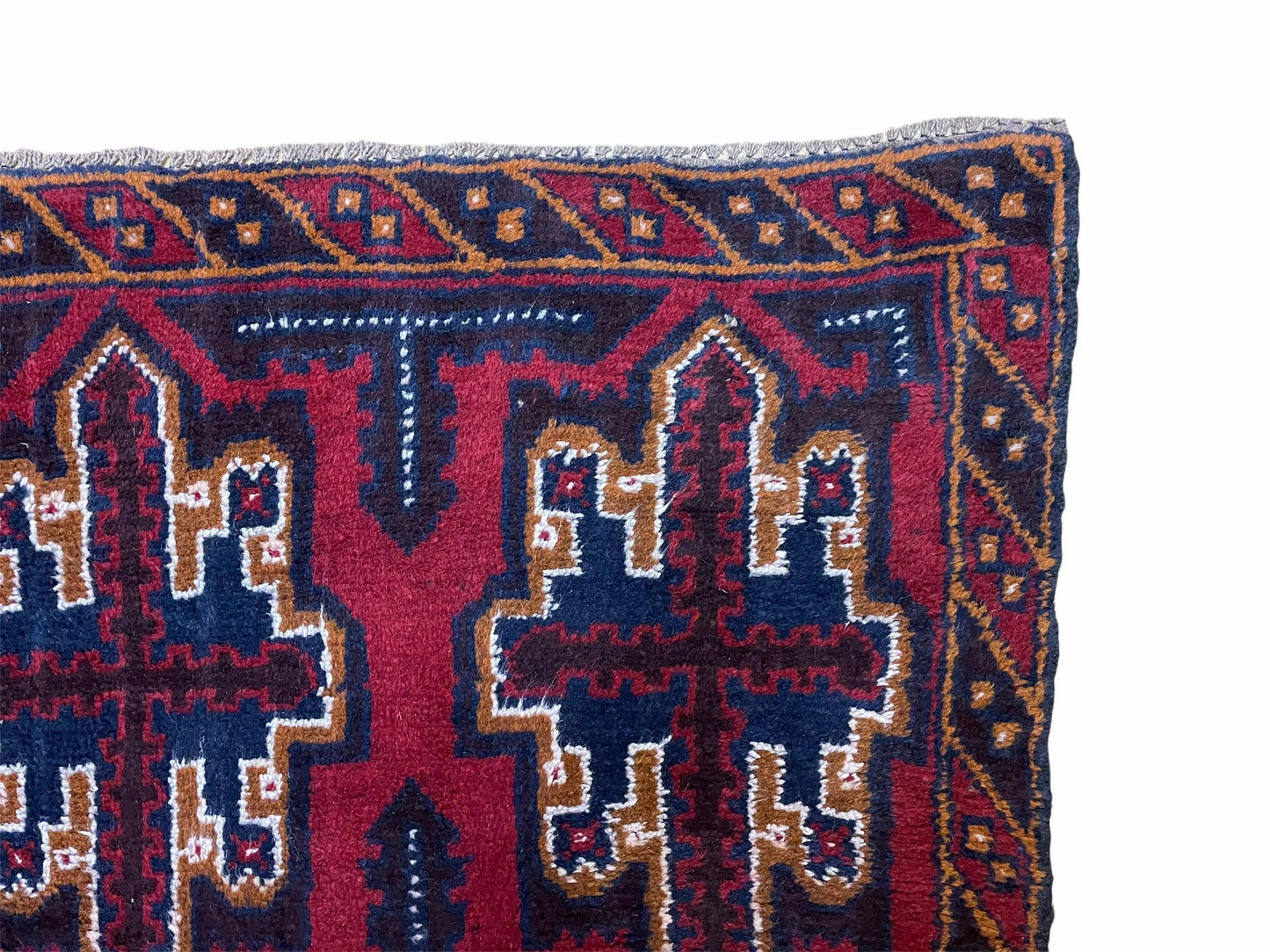 2' 7" X 4' 6" Vintage Handmade Tribal Wool Rug Balouchi Rug Afghan Rug Red Blue - Nuvé