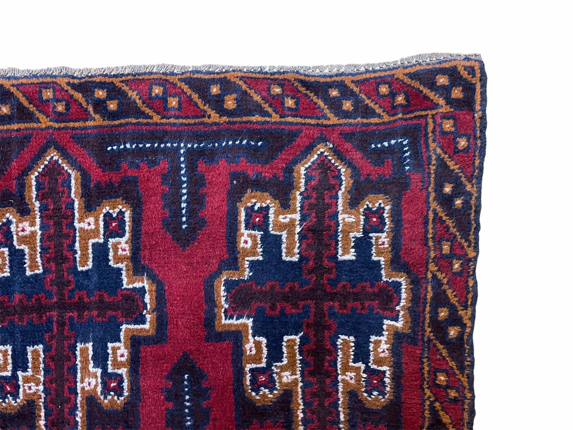 2' 7" X 4' 6" Vintage Handmade Tribal Wool Rug Balouchi Rug Afghan Rug Red Blue - Nuvé