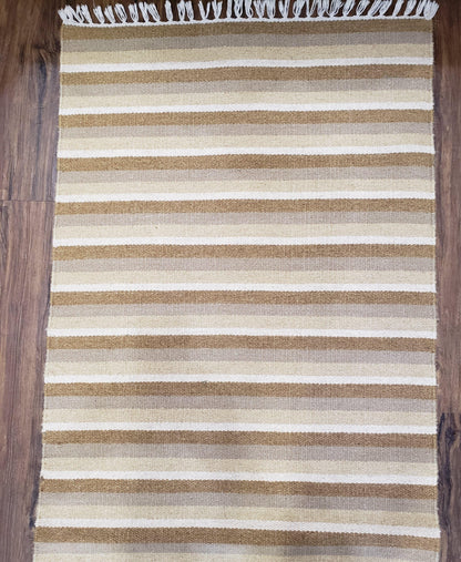 Striped Runner Rug, Flatweave Runner Rug, Hallway Runner, 15 ft Carpet Runner for Hall, Earth Tone Colors, Handmade Hand Woven Farmhouse Rug - Nuvé