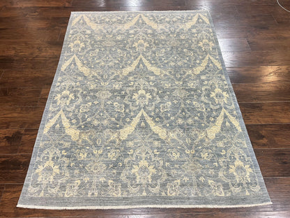 Contemporary Pakistani Rug 5 x 6.6, Handmade Floral Wool Rug, Spanish Pattern - Nuvé