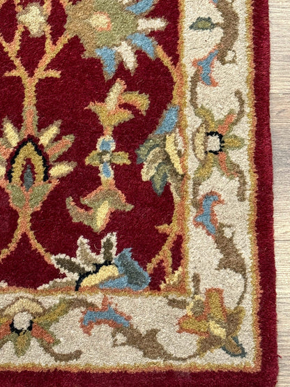 Small Floral Wool Rug 2x3, Safavieh Heritage Collection, Dark Red & Cream - Nuvé