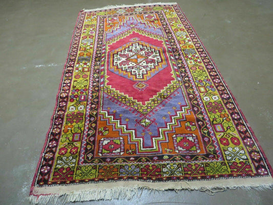 4' X 7' Antique Handmade Turkish Oushak Wool Rug Carpet Red Nice - Nuvé