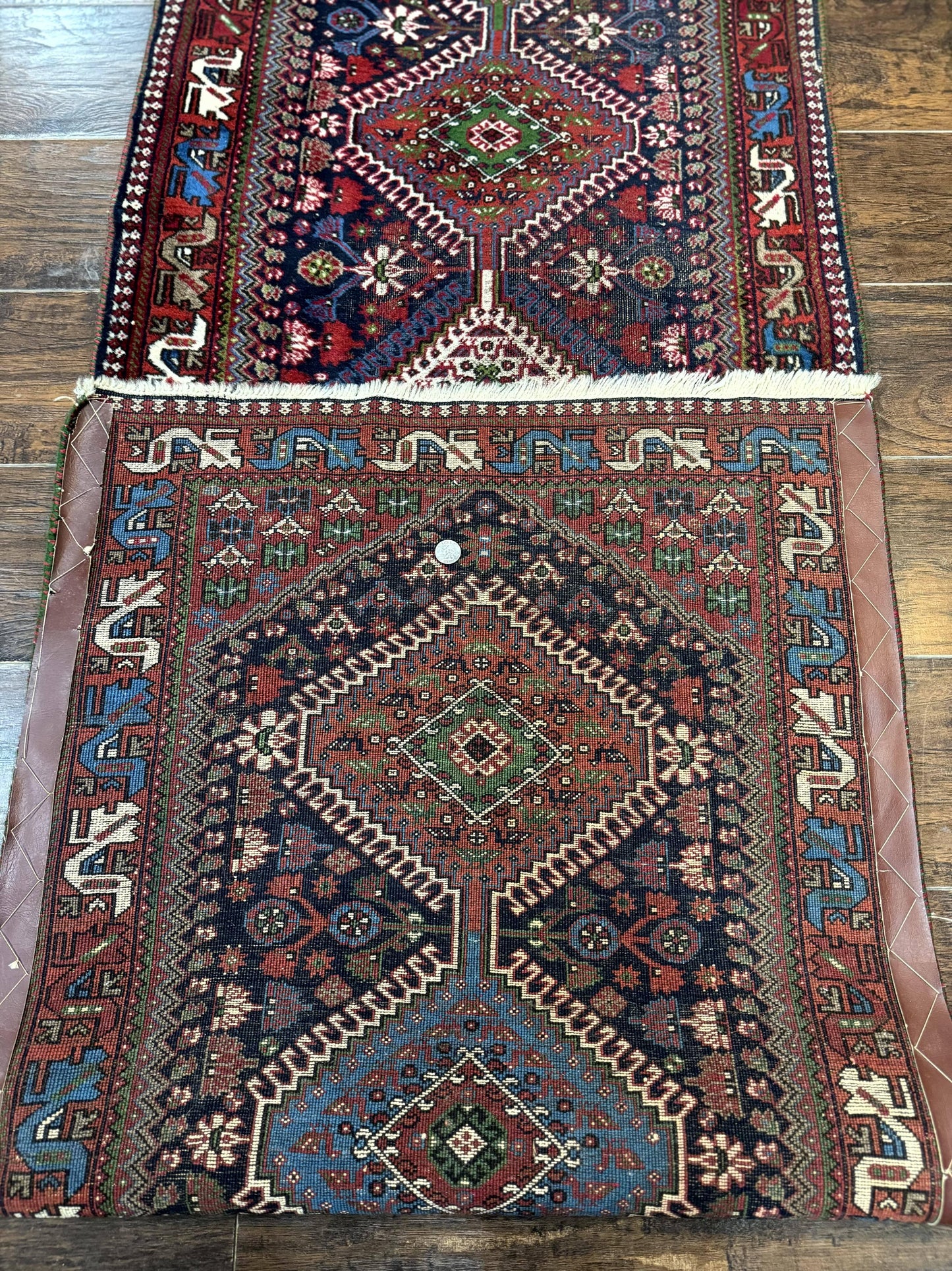 Persian Tribal Runner Rug 2.6 x 20 ft, Antique Persian Shiraz Carpet for Hallway, Colorful Navy Blue - Nuvé