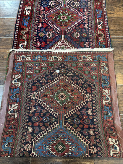 Persian Tribal Runner Rug 2.6 x 20 ft, Antique Persian Shiraz Carpet for Hallway, Colorful Navy Blue - Nuvé