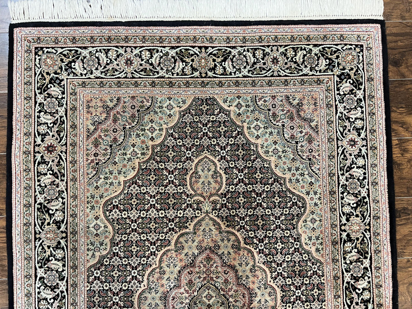 Sino Persian Rug 4x6, Fine Hand Knotted Carpet, Black, Wool, Vintage Rug 4 x 6, Herati Mahi, 300 KPSI - Nuvé