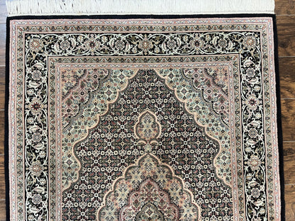 Sino Persian Rug 4x6, Fine Hand Knotted Carpet, Black, Wool, Vintage Rug 4 x 6, Herati Mahi, 300 KPSI - Nuvé