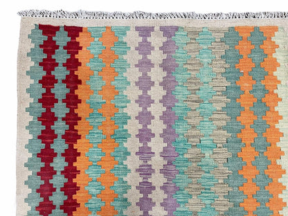 Colorful Kilim Rug 6x8 Multicolor Turkish Kilim Rug 6 x 8 Flat Weave Kilim Playful Anatolian Kilim Wool Kilim New Rug - Nuvé