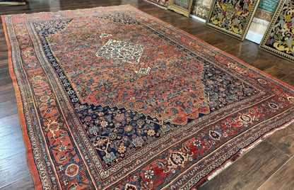 Antique Persian Bidjar Rug 8x12, Rare Persian Carpet