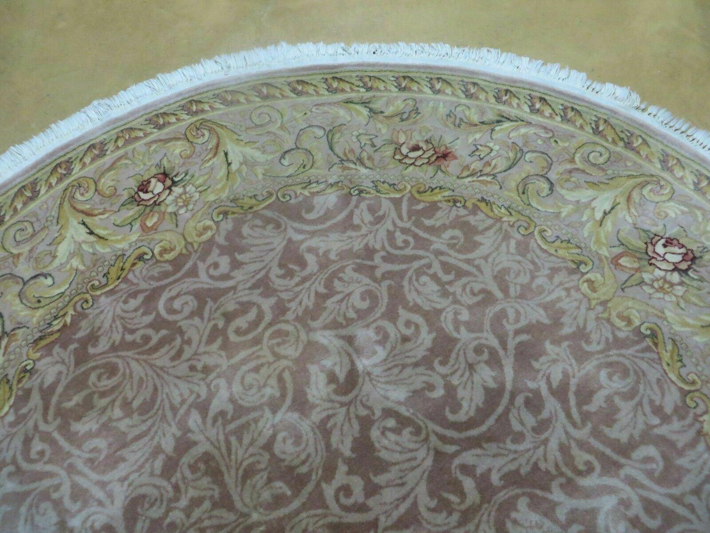 6' X 6' Round Handmade Fine Chinese Floral Oriental Silk Wool Rug Carpet Nice - Nuvé