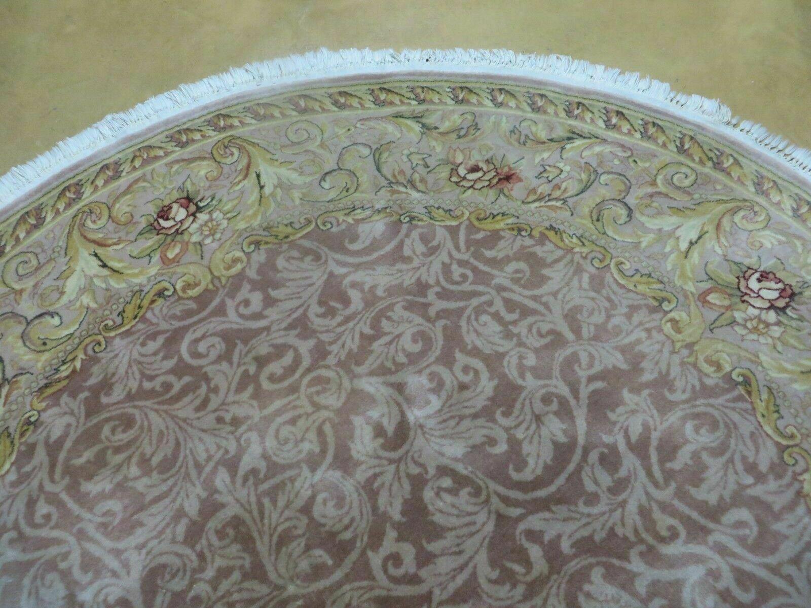 6' X 6' Round Handmade Fine Chinese Floral Oriental Silk Wool Rug Carpet Nice - Nuvé