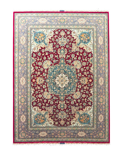 Stunning Persian Tabriz Rug 5x7, Signed by Masterweaver, Maroon, Floral Medallion, Ultra Fine 70 Raj 625 KPSI, Kork Wool Silk Foundation, Handmade