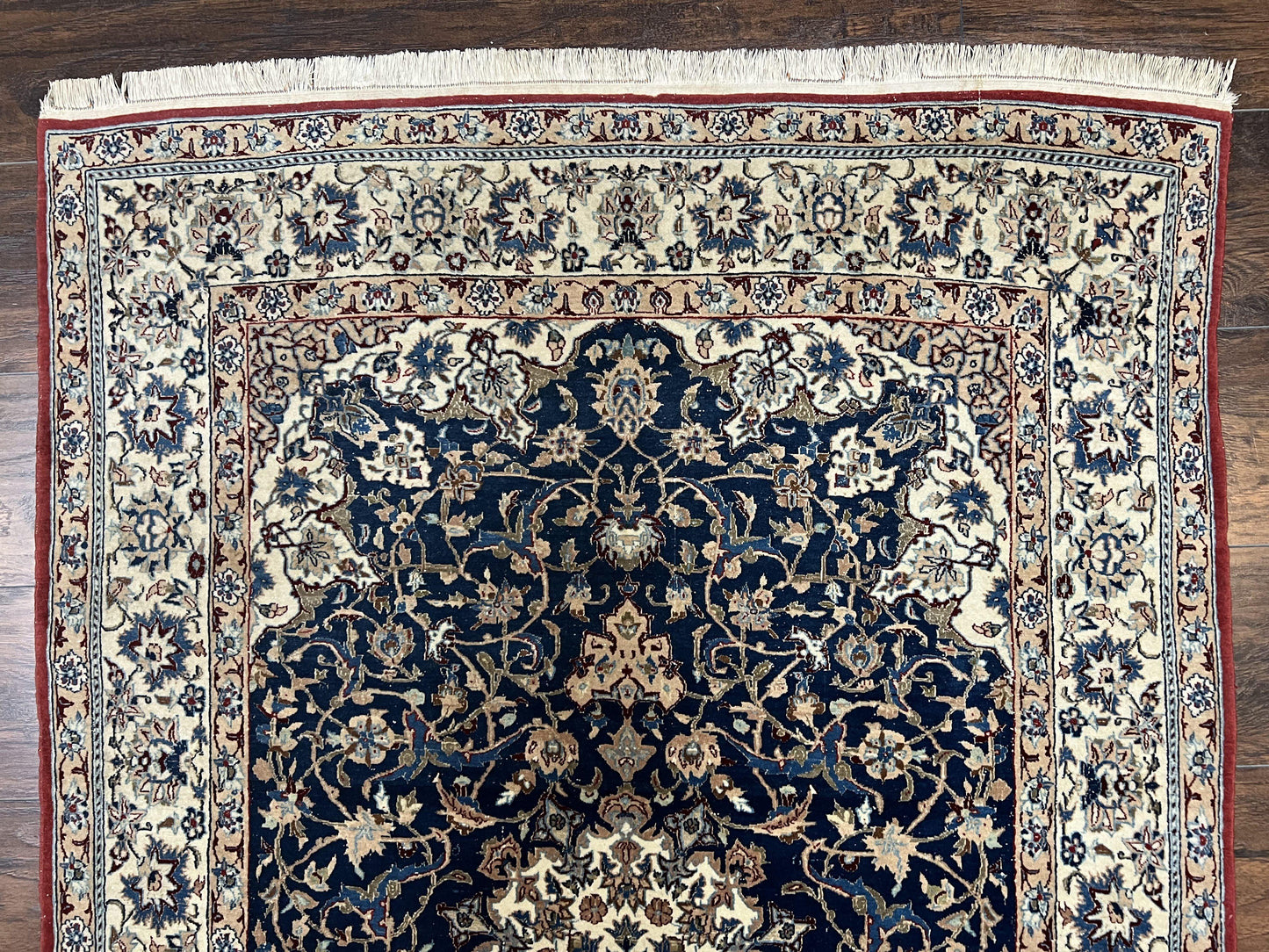 Super Fine Persian Nain Rug 3.6 x 5.4, Navy Blue and Ivory, 700 KPSI - Nuvé