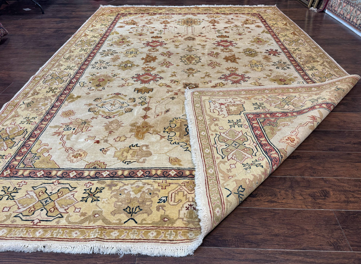Turkish Oushak Rug 9x12, Oat Color, Wool Carpet - Nuvé