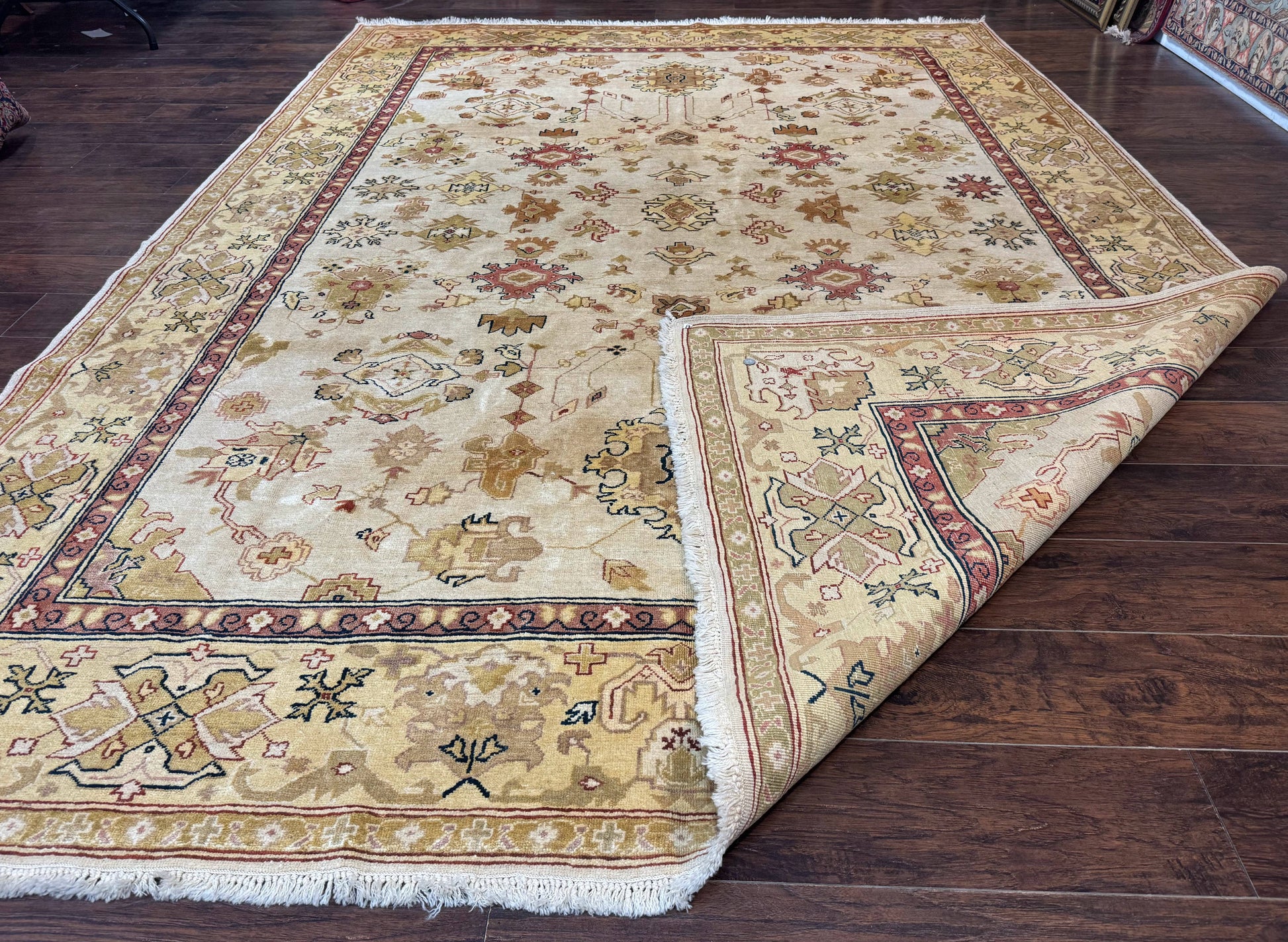 Turkish Oushak Rug 9x12, Oat Color, Wool Carpet - Nuvé