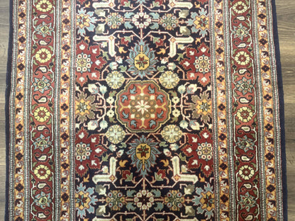 Turkish Hereke Rug 3x5, Navy Blue and Red, Fine 210 KPSI - Nuvé