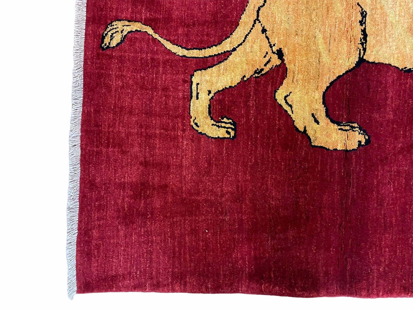 3 X 5 Handmade Hand-Knotted Quality Wool Rug Lion Red Veg Dyes Tribal Pictorial - Nuvé