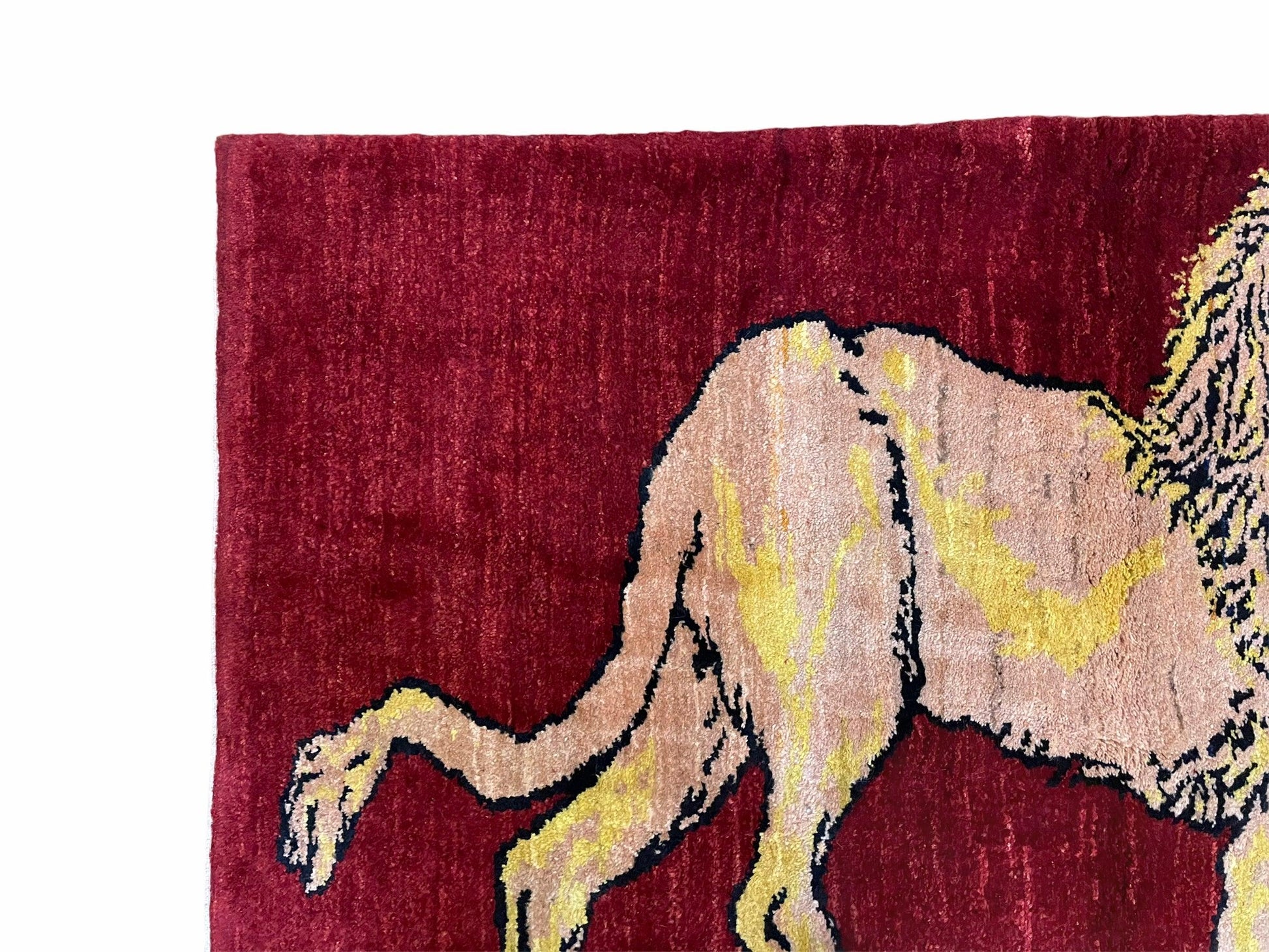 3 X 5 Handmade New Vintage Rug Quality Wool Lion Red Veggy Dyes Hand-Knotted - Nuvé