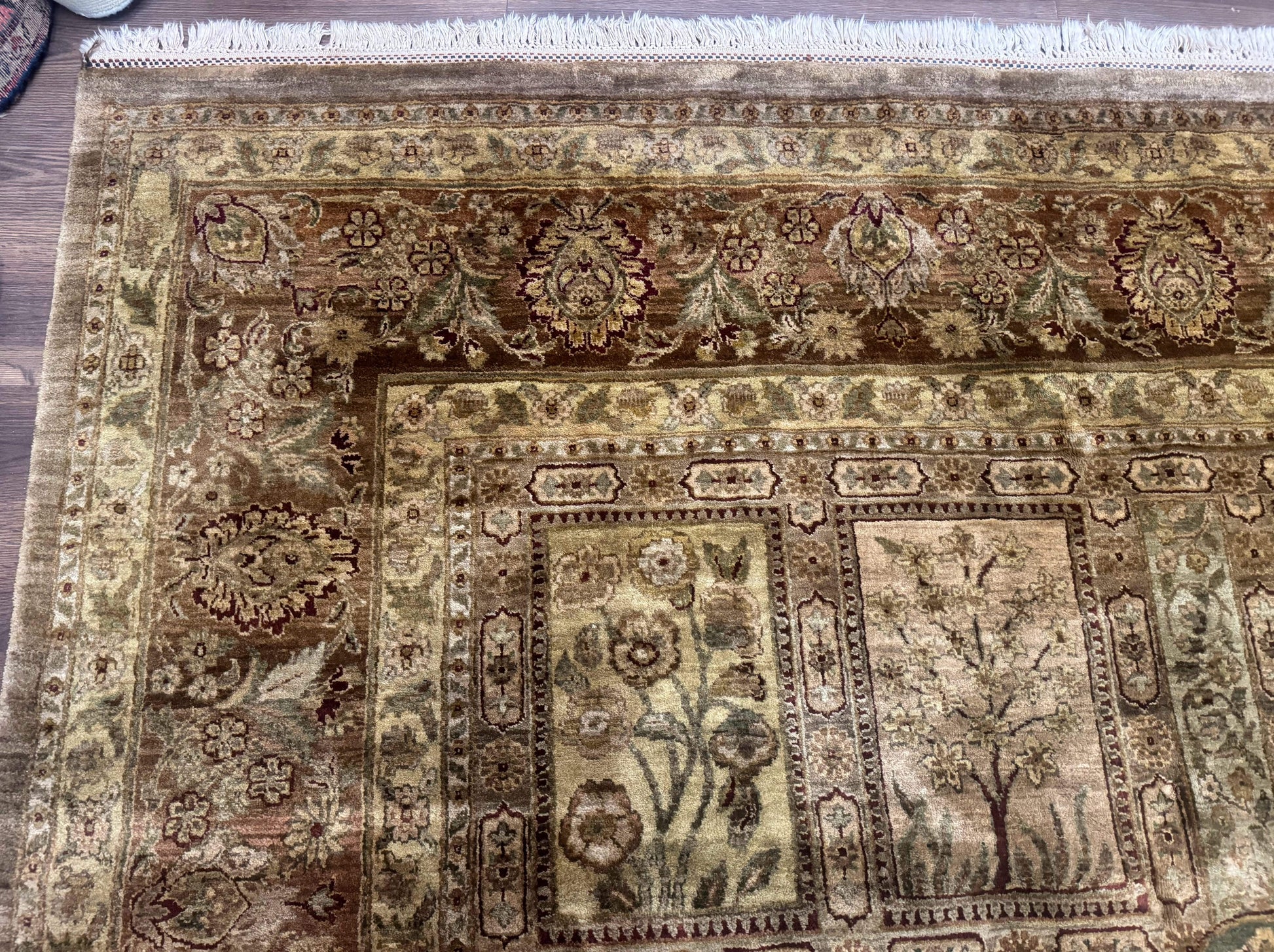 Large Indian Wool Rug 12x14, Wool Handmade Panel Design Carpet, Traditional, Palace Size - Nuvé
