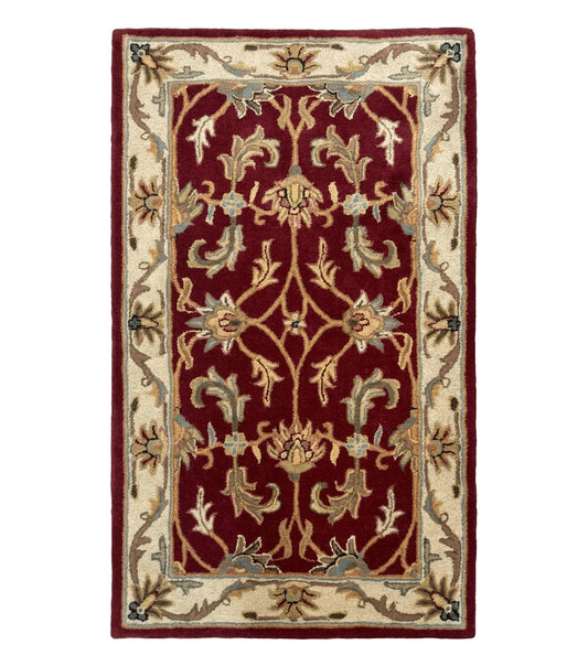 Small Floral Wool Rug 3x5, Safavieh Heritage Collection, Dark Red, Pair B