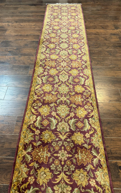 Indian Agra Runner Rug 2.6 x 17.5, Long Runner Rug for Hallway, Floral Handmade - Nuvé