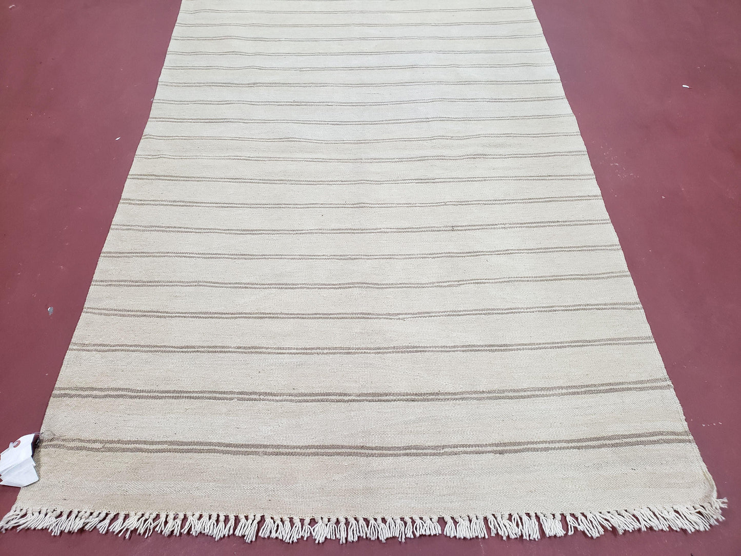 New Striped Turkish Kilim Area Rug 4x6 ft, Hand-Knotted, Wool, Light Gray, Earth Tone Decor, Flatweave Kilim, Two Toned Rug, Southwestern - Nuvé