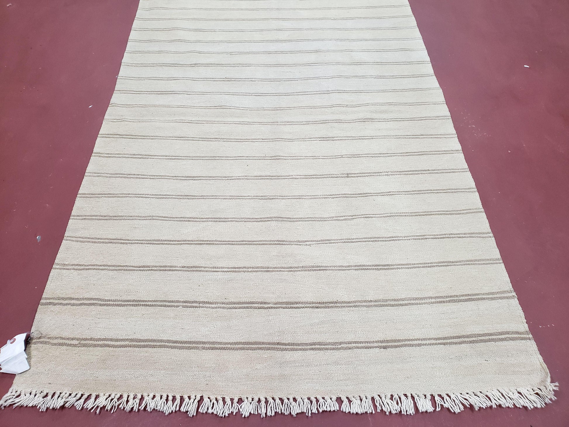 New Striped Turkish Kilim Area Rug 4x6 ft, Hand-Knotted, Wool, Light Gray, Earth Tone Decor, Flatweave Kilim, Two Toned Rug, Southwestern - Nuvé