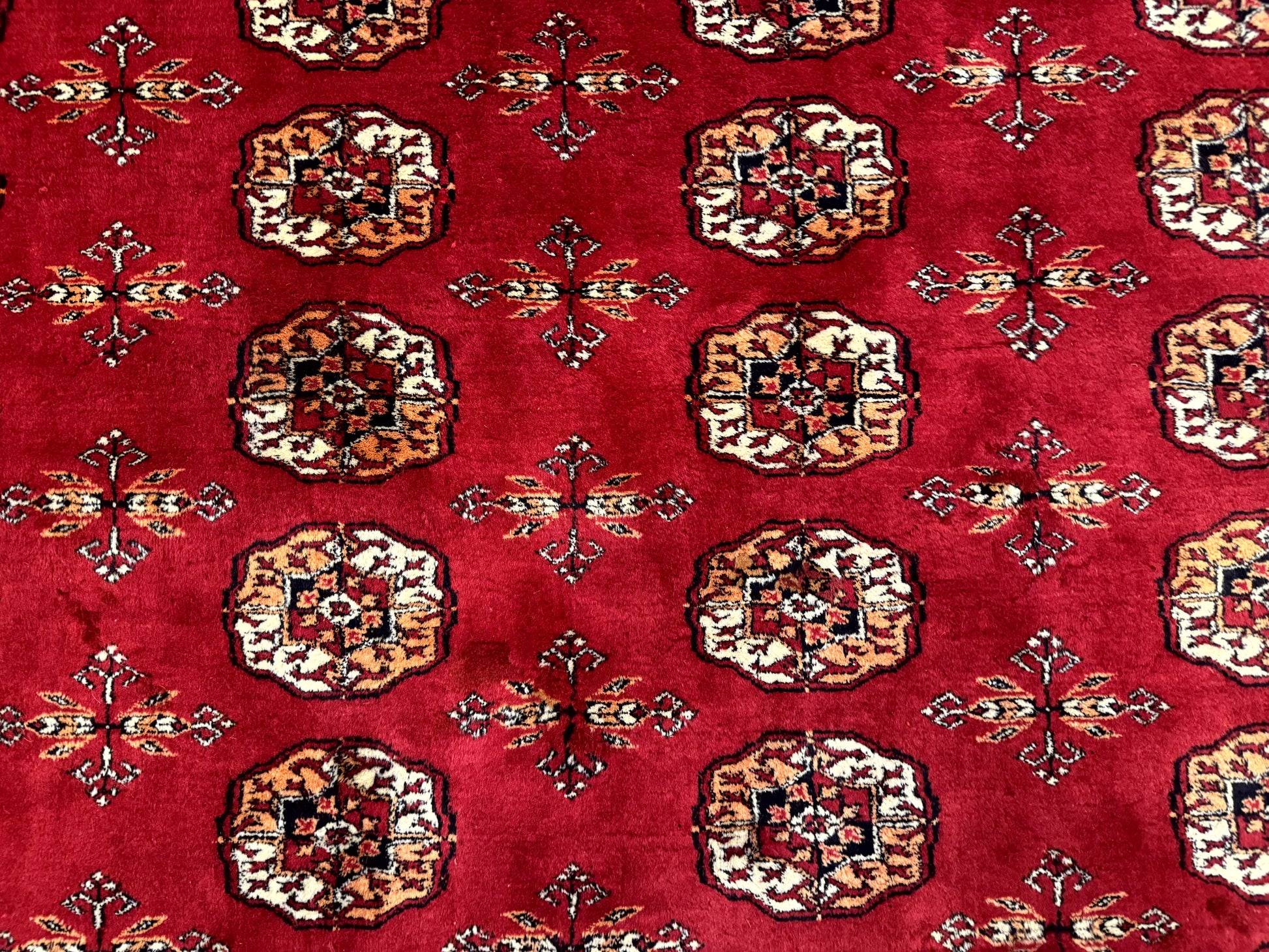 Red Turkoman Bokhara Rug 8x11, Pakistani Turkmen Carpet, Vintage Traditional Area Rug - Nuvé