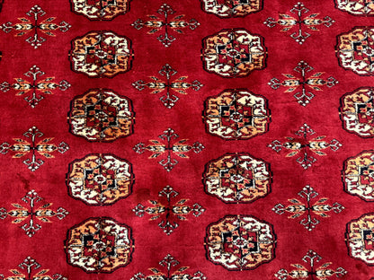 Red Turkoman Bokhara Rug 8x11, Pakistani Turkmen Carpet, Vintage Traditional Area Rug - Nuvé