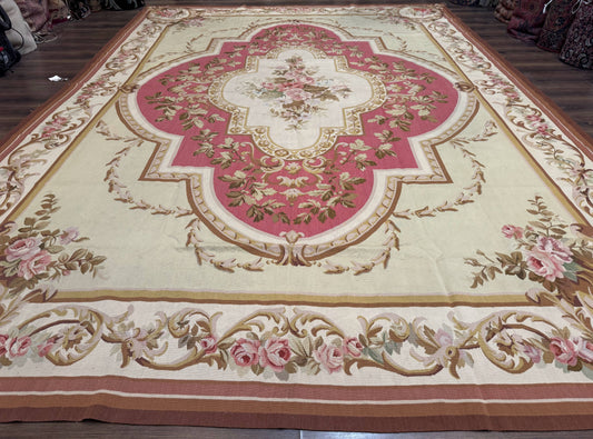 Large Aubusson Rug 10x14, European Elegant French Design, Floral Carpet - Nuvé