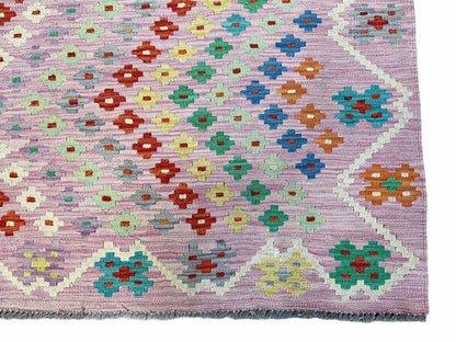 Pink Kilim Rug 6x8 Colorful Turkish Kilim Rug 6 x 8 Flat Weave Kilim Playful Kilim Multicolor Anatolian Chobi New Kilim - Nuvé