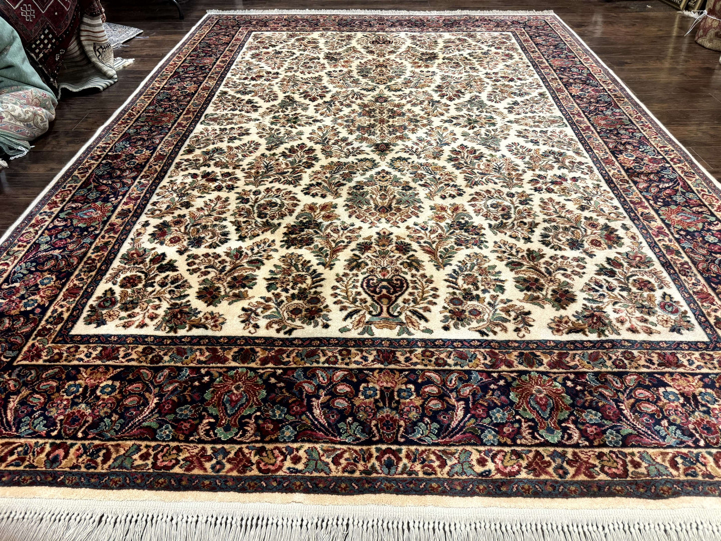 8.8 x 12 Karastan Ivory Sarouk Rug #760, Wool Pile, Vintage, Original 700 Series - Nuvé