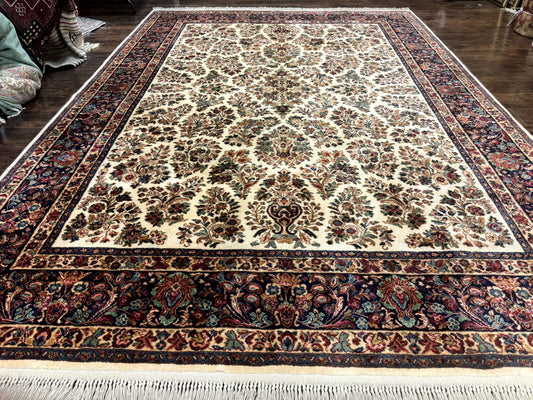 8.8 x 12 Karastan Ivory Sarouk Rug #760, Wool Pile, Vintage, Original 700 Series - Nuvé