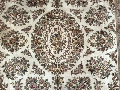 Sino Persian Rug 8x10, Floral, Elegant, Fine 225 KPSI, Beige, Wool & Silk - Nuvé