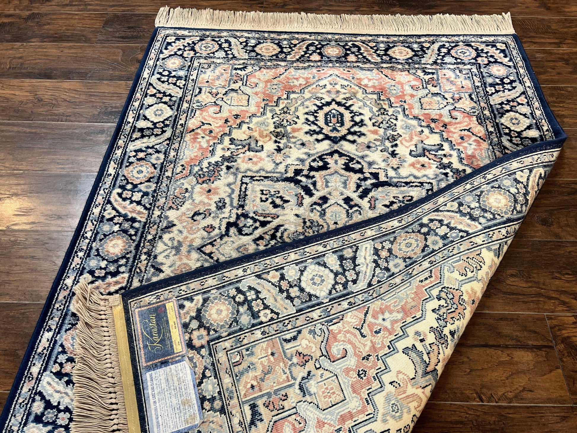 Karastan Blue Heriz Rug #748, Vintage Wool Karastan Carpet 4.3 x 6, Discontinued Original 700 Series Karastan Area Rug - Nuvé