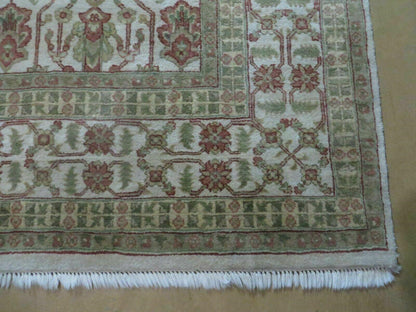 8' 5" X 12' Handmade India Agra Floral Oriental Wool Rug Tea Washed Carpet Nice - Nuvé