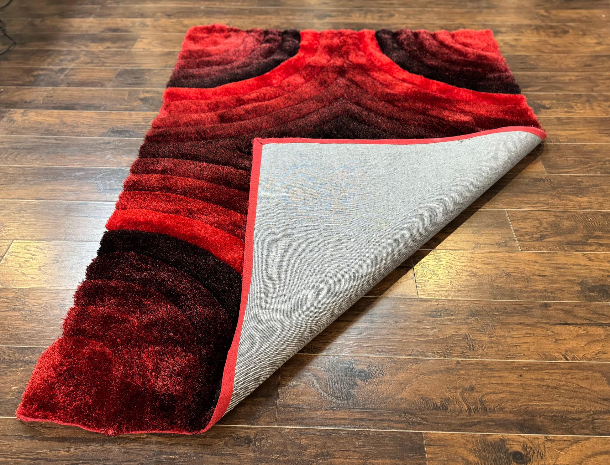 Red and Black Shag Rug 5x7, Pair A - Nuvé