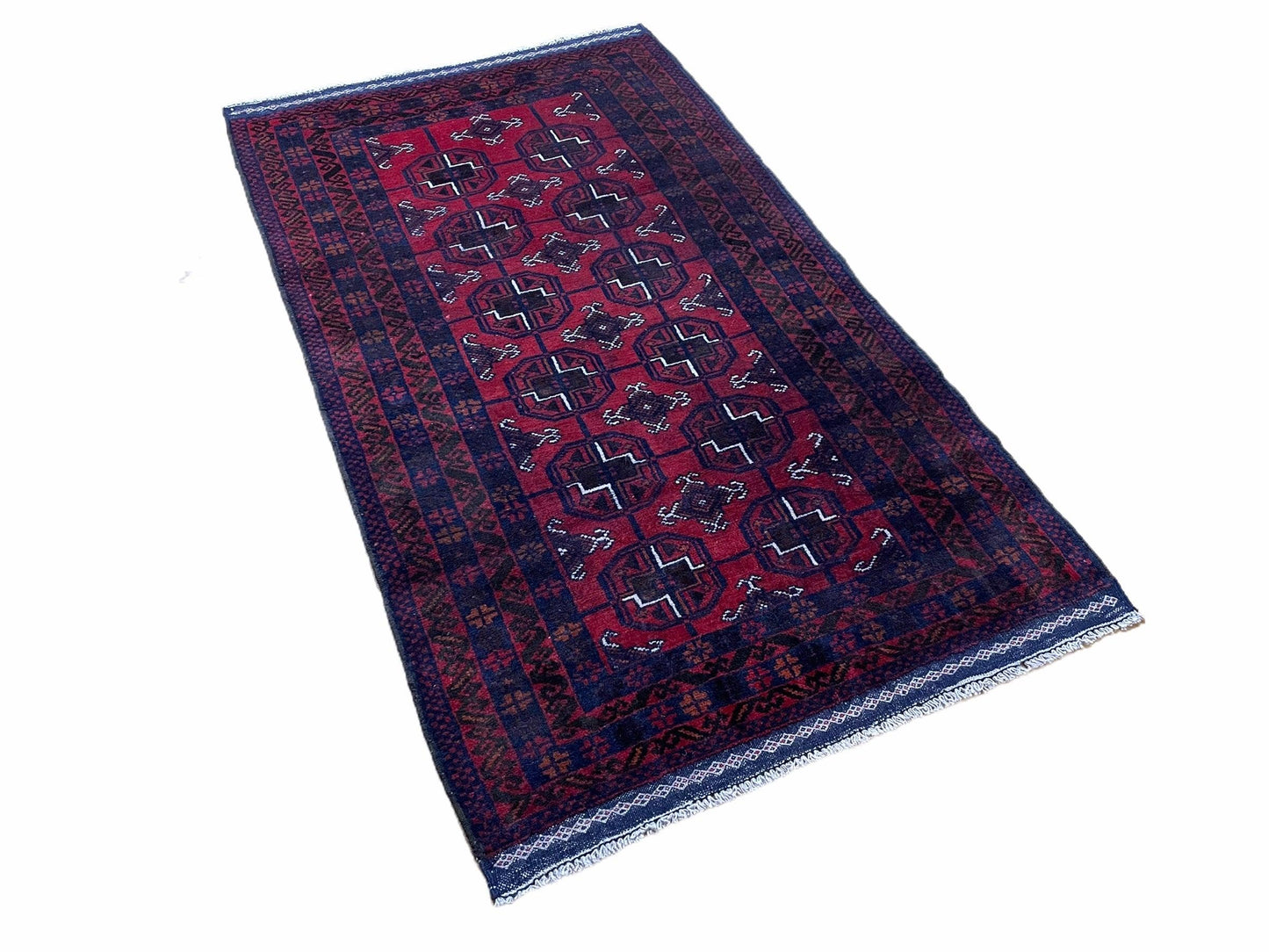 3 X 5 Vintage Handmade Tribal Wool Rug Balouchi Rug Afghan Rug Red Beige Nice - Nuvé