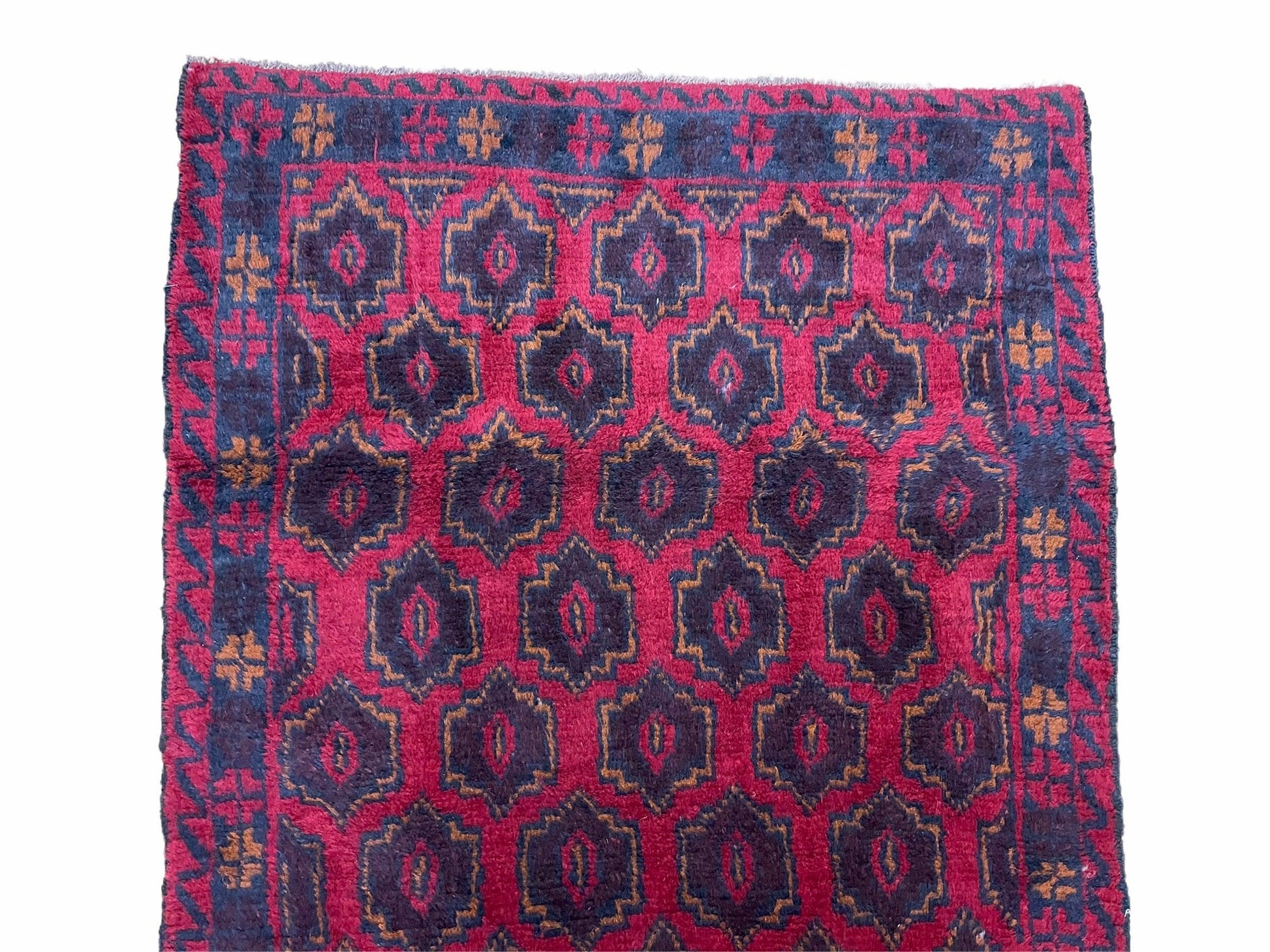 2' 10" X 4'7" Vintage Handmade Tribal Wool Rug Balouchi Rug Afghan Rug Red Blue - Nuvé