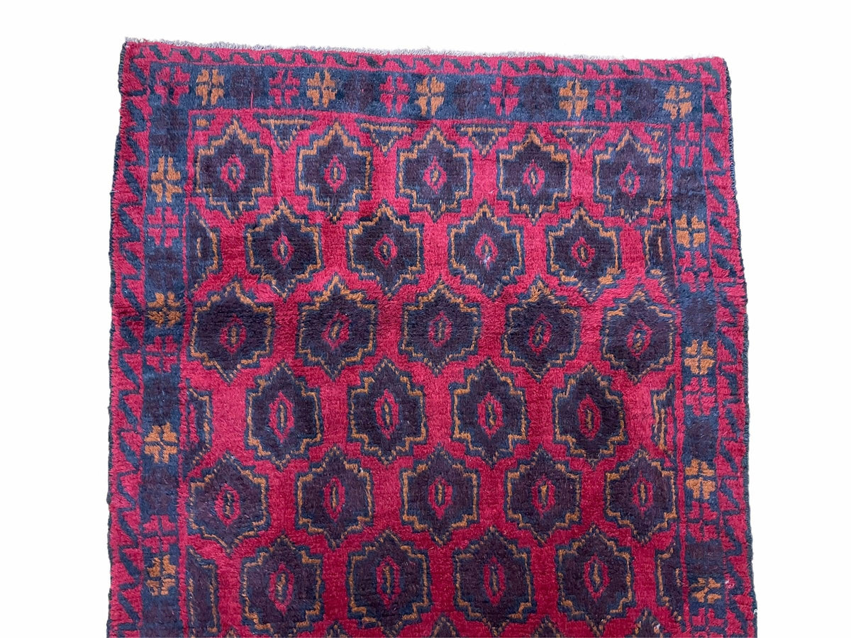 2' 10" X 4'7" Vintage Handmade Tribal Wool Rug Balouchi Rug Afghan Rug Red Blue